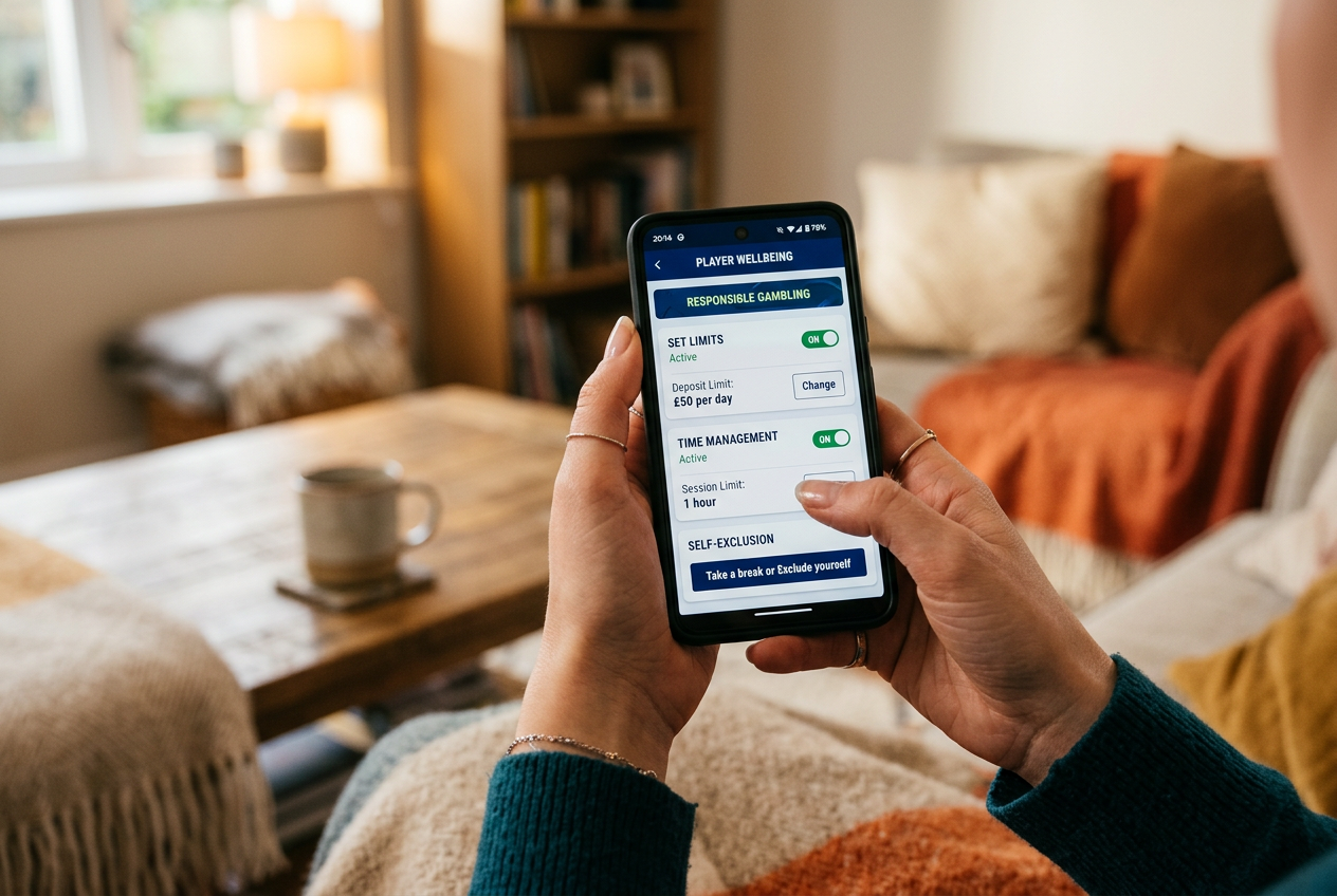 A user setting deposit limits on a mobile casino app.